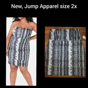Jump Women's Apparel Womens Strapless Off-The-Shoulder Mini Dress Gray Size 2X
